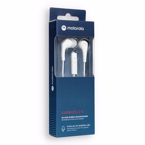 Wired earphones jack with mircophone 3,5mm MOTOROLA Ear Buds 2-S white