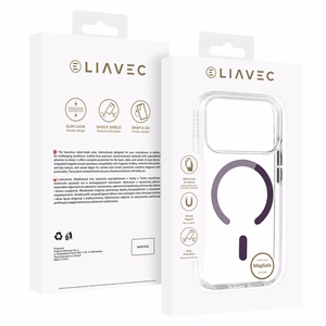 Liavec Pure dėklas su kameros valdymo mygtuku, skirtas iPhone 18 Pro/17 Pro, violetinis