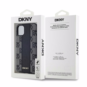 DKNY Odinis langeliais raštuotas magnetinis dėklas iPhone 11 / Xr - juodas