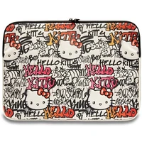 Hello Kitty PU Metal Logo dėklas 14" nešiojamam kompiuteriui - smėlinis