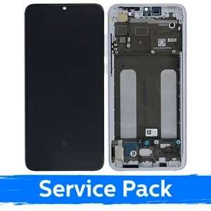 Ekranas skirtas Xiaomi Mi 9 Lite su rėmeliu / Pearl White / (Service Pack)