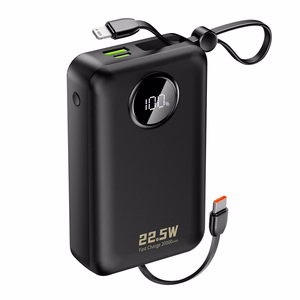 Dudao K14+ Powerbank 20000mAh 22.5W USB-C / USB-A / Built-in Lightning and USB-C Cables - Black