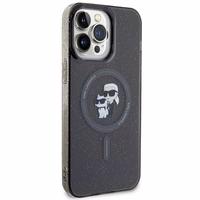 Karl Lagerfeld Karl&Choupette Blizgantis Magnetinis dėklas telefonui iPhone 15 Pro Max - juoda