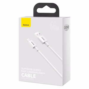 USB kabelis Baseus Superior iš USB į Type-C 66W 2.0m baltas CATYS-A02