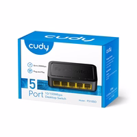 Cudy FS105D tinklo komutatorius Fast Ethernet (10/100) Juoda