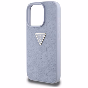 Guess Hot Stamp 4G Pattern Triangle Metal Logo dėklas telefonui iPhone 16 Pro - violetinis
