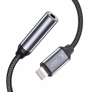 Tech-Protect UltraBoost Lightning / 3.5mm mini lizdo adapteris - juodas