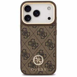 Guess 4G Strass Logo & Big Strap Metal Buttons MagSafe чехол iPhone 17 Pro коричневый