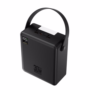 Внешний аккумулятор Wozinsky W8-B 100000mAh 30W, 2xUSB-A, 2xUSB-C, с фонариком, черный