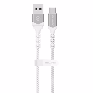Blavec kabelis Raptor pintas - USB į Type C - PD 66W 6A 2 metrai Apple CarPlay/Android Auto (CRA-UC6WS20) baltas-sidabrinis
