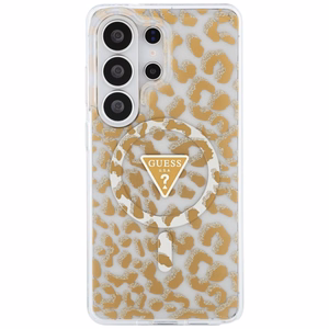 Guess dėklas IML Leopard Print Triangle MagSafe for Samsung Galaxy S26 Ultra rudas