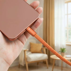 Laidas USB C į USB C Forcell F-Energy QC4.0 PD 5A 100W Cafule Flat 1,2 m CCFN23 oranžinis