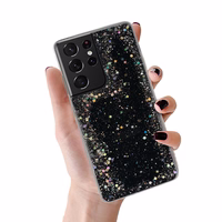 Žvilgantis skaidrus dėklas telefonui Samsung Galaxy S21 Ultra juodas