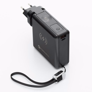 FORCELL F-ENERGY daugiafunkcinis įkroviklis 45W 6in1 su USB A ir USB C lizdais, išorinė baterija 15000mAh ir belaidis įkrovimas 15W