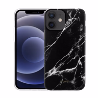 Crong Marble dėklas - iPhone 12 Mini dėklas (juodas)