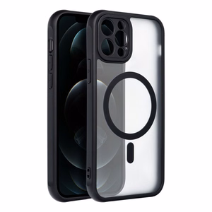 Dėklas telefonui – pilnai matinis magnetinis dėklas, suderinamas su MagSafe IPHONE 12 Pro, juodas