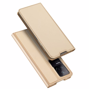 Dux Ducis Skin Pro atverčiamas dėklas telefonui Xiaomi Poco F4 5G auksinis