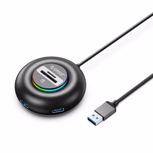 Orico YXR4 RGB USB šakotuvas 4 prievadų USB-A 3.0 su SD ir microSD skaitytuvu 1.8m - juoda