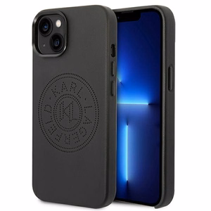 Karl Lagerfeld odinis perforuotas logo dėklas telefonui iPhone 14 Plus - juodas