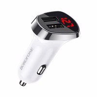 Borofone automobilinis įkroviklis BZ15 Auspicious - 2xUSB - 2,4A su USB to MicroUSB kabeliu baltas