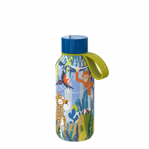 Quokka Solid Kids with Strap nerūdijančiojo plieno termo gertuvė, 330 ml, Jungle
