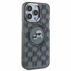 Karl Lagerfeld IML Monograma Karl & Choupette Head MagSafe dėklas iPhone 15 Pro Max - juodas