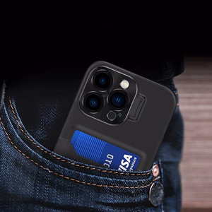 Odinis dėklas su stovu iPhone 14, kortelių piniginės tipo, juodas
