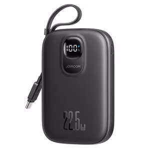 Joyroom JR-PBF17 22.5W 10000mAh Powerbank with Built-in USB-C Cable + 0.25cm USB-C Cable - Black