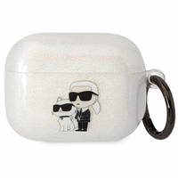 Karl Lagerfeld KLAPHNKCTGT Airpods Pro dėklas permatomas Blizgučiai Karl&Choupette