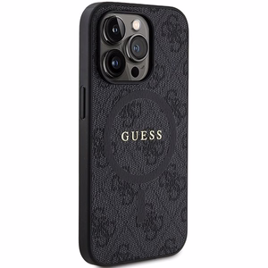 Dėklas Guess PU Leather 4G Colored Ring MagSafe Apple iPhone 15 Pro Max juodas