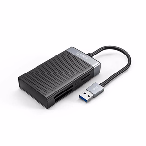 Orico CL4D-A3 atminties kortelių skaitytuvas USB-A 3.0, SD / microSD / CF / MS, 5 Gbps – juodas su sidabro spalva