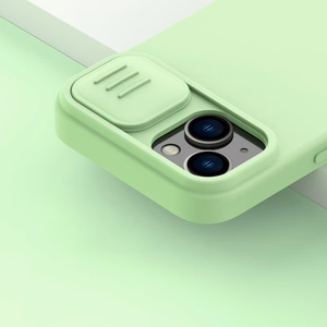 Nillkin CamShield Silky Silikoninis dėklas iPhone 14 Plus dėklas su kameros apsauga violetinis