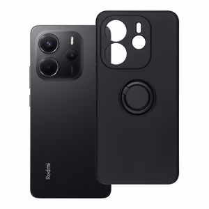 SILIKONINIS ŽIEDAS dėklas telefonui XIAOMI Redmi Note 14 4G (GLOBAL - 164,84mm x 78,15mm x 8,16mm) juodas