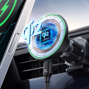Belaidis automobilinis įkroviklis-laikiklis Joyroom (JR-ZS412) Magnetic Qi2 (MagSafe 15W) tvirtinamas ant ventiliacijos grotelių juodas
