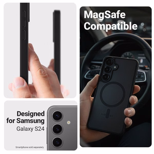 Crong Hybrid Matte Magnetic MagSafe dėklas, skirtas Samsung Galaxy S24, juodas