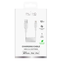 Puro 12W USB-A - Lightning spiralinis kabelis 1m - baltas