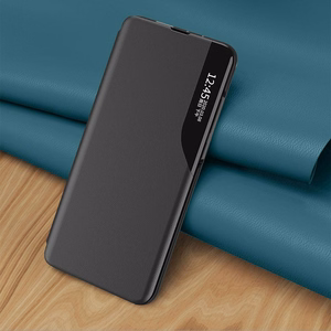 Eco Leather View dėklas telefonui elegantiškas dėklas su atvartu ir stovo funkcija Samsung Galaxy A73 mėlyna
