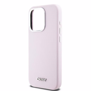 DKNY Liquid Silicone Small Metal Logo MagSafe Dėklas telefonui iPhone 15 Pro - rožinis (m)