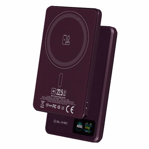 Blavec BJ-03 5000 mAh itin plonas magnetinis išorinis akumuliatorius su „MagSafe“, 7,8 mm, USB-C, 22,5 W, 3 viename (PBBJ03-MC5O) (spalva: violetinė; aliuminio korpusas)