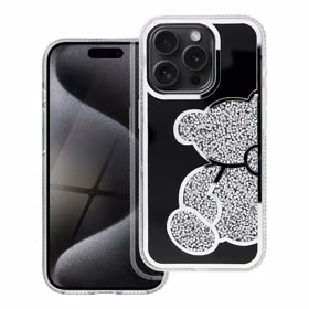TEDDY BEAR dėklas telefonui IPHONE 16 Pro sidabrinis