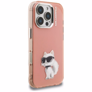 Karl Lagerfeld IML Aquarelle Choupette & Logo iPhone 16 Pro deklas - rozinis