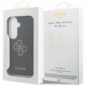 Guess dėklas Grained Big 4G Metal Logo for Samsung Galaxy S26 juodas