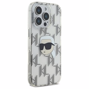 Karl Lagerfeld IML Karl galvos elektropluotas iPhone 16 Pro dėklas - skaidrus