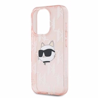 Karl Lagerfeld IML Choupette galvos ir monogramos dėklas iPhone 15 Pro Max - rožinė