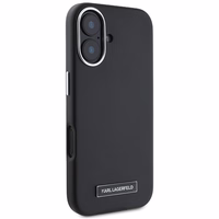 Karl Lagerfeld FW Metal Plate Magnetinis iPhone 16 Plus dėklas - juodas