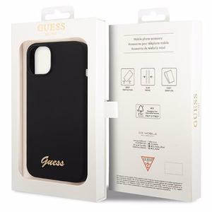 Guess GUHCP14MSLSMK iPhone 14 Plus 6.7 "juodas/juodas kietas dėklas Silicone Vintage Gold Logo