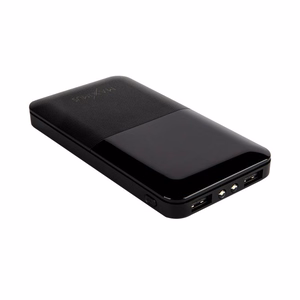 Išorinė baterija MX ROTH 10 000 mAh, 2xUSB, 10W Li-Po, juoda, + microUSB laidas