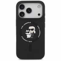 Karl Lagerfeld Silikoninis Karl&Choupette Žiedinis Magnetinis dėklas telefonui iPhone 17 Pro Max - juoda