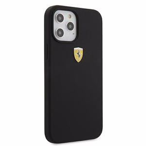 Ferrari FESSIHCP12LBK iPhone 12 Pro Max 6.7" juodas/juodas kietas dėklas On Track Silicone