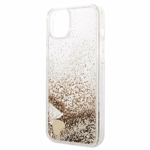 Guess GUOHCP14MGLHFLGO iPhone 14 Plus 6.7 "auksinis / auksinis kietas dėklas Blizgučiai Pakabukai
